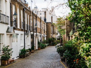 side street with cobblestone in London