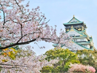 Osaka Castle With A Green Roof